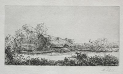 Gården ved floden (La Ferme Sur La Rivière: Afteneffekt) af Alphonse Legros