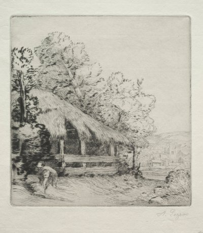 Det lille skur Le Petit Hangar. af Alphonse Legros