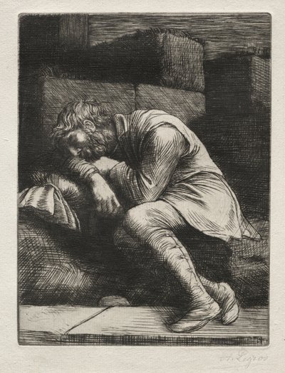 Den sovende tigger. af Alphonse Legros