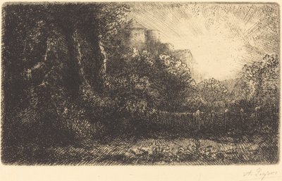Udsigt over et Chateau de Poillet. af Alphonse Legros