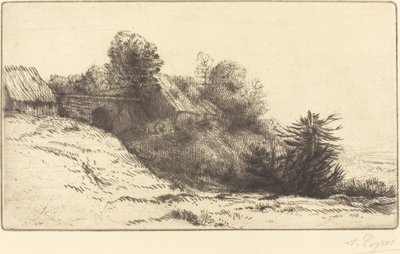 Udsigt over en gård, 2. tallerken af Alphonse Legros
