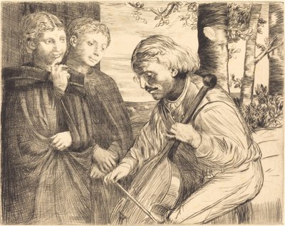 Viol Player Violspilleren. af Alphonse Legros