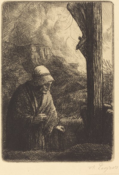 Kvinde ved korsets fod Femme au calvaire. af Alphonse Legros