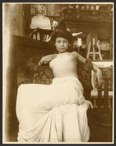 [Kvindelig model til allegorien "September" fra cyklussen med de tolv måneder, til tidsskriftet "Cocorico", Paris]. af Alphonse Maria Mucha