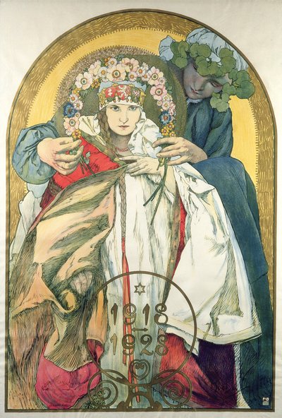 10-årsdagen for Republikken Tjekkoslovakiets uafhængighed af Alphonse Marie Mucha
