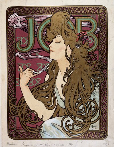 Reklameplakat for "Job Cigarette Paper" af Mucha af Alphonse Mucha