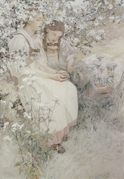 Salige er de rene af hjertet, for de skal se Gud. af Alphonse Marie Mucha