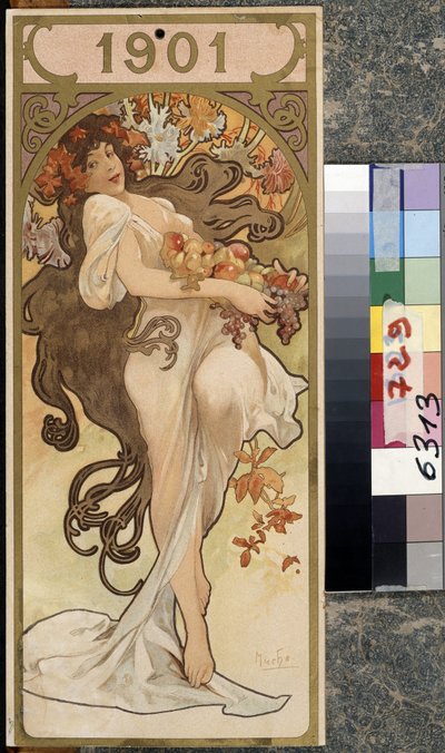 Årets kalender 1901. Kunstværk af Alfons Maria Mucha (Alphonse Marie Mucha af Alphonse Marie Mucha