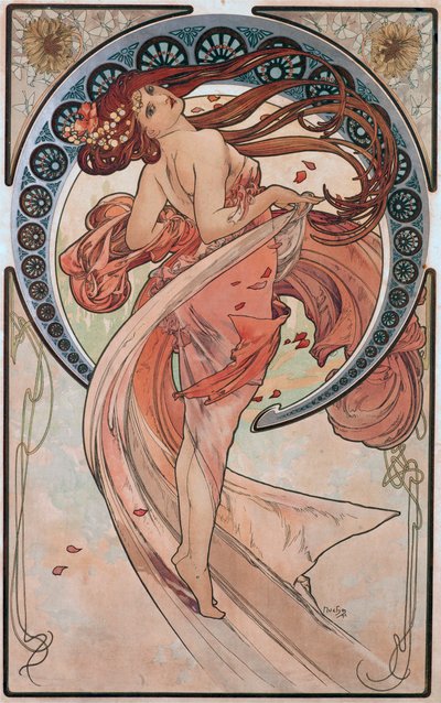 Dans (rose) af Alphonse Mucha