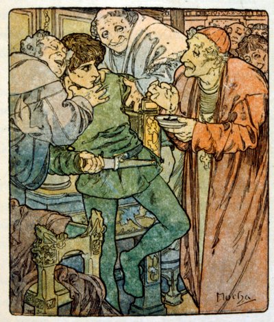 Illustration af Alphonse Mucha fra "Clio", et værk af den franske forfatter Anatole France. 1900. Mucha (1860 – 1939). var en tjekkisk art nouveau-maler af Alphonse Mucha