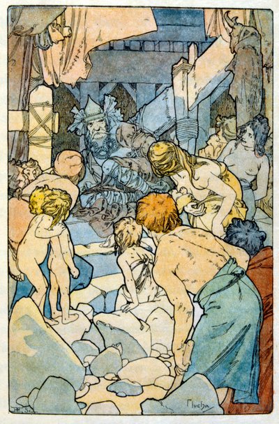 Illustration af Alphonse Mucha fra "Clio", et værk af den franske forfatter Anatole France. 1900. Mucha (1860 1939). var en tjekkisk art nouveau-maler af Alphonse Mucha