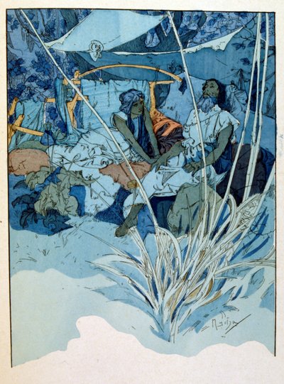 Illustration af Alphonse Mucha fra "Rama" et digt i tre akter af Paul Verola. ca. 1898. Mucha (1860 – 1939). var en tjekkisk art nouveau-maler af Alphonse Mucha