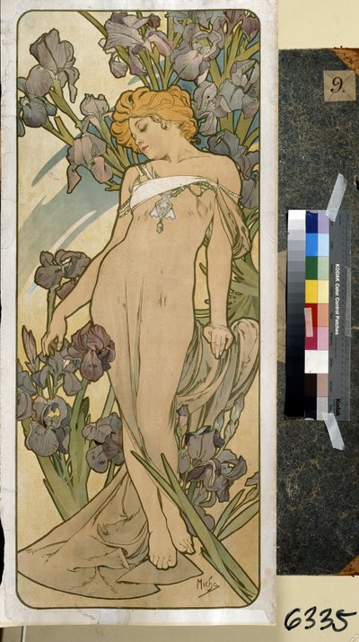 Iris (del af serien af ​​blomster). Kunstværk af Alfons Maria Mucha (Alphonse Marie Mucha af Alphonse Marie Mucha