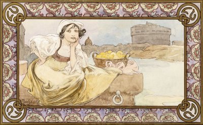 Italiensk pige, 1900 af Alphonse Mucha