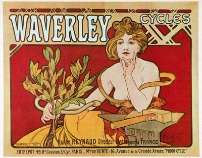 Plakat reklame Waverley cykler af Alphonse Mucha