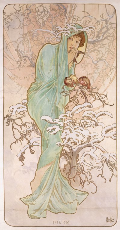 Vinter; Vinter, ca. 1896 af Alphonse Mucha