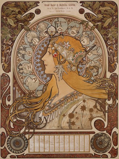 Zodiac, Grand Bazaar og nye gallerier, rundvisninger af Alphonse Mucha