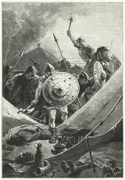 Angreb på en maurisk lejr (gravering) af Alphonse Marie de (after) Neuville