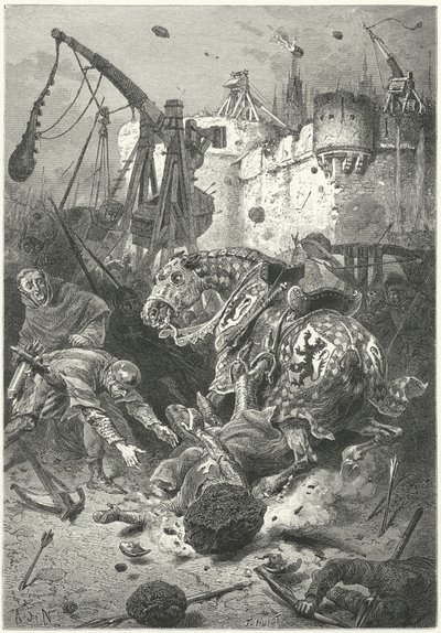 Simon de Montforts død ved belejringen af Toulouse af Alphonse Marie de (after) Neuville