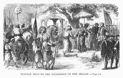 Dupleix møder Soudhabar of the Deccan, illustration fra 