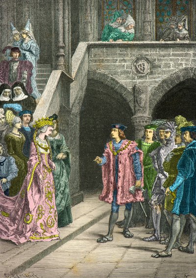 Interview mellem Anne de Bretagne og Charles 8 (Gravering) af Alphonse Marie de Neuville