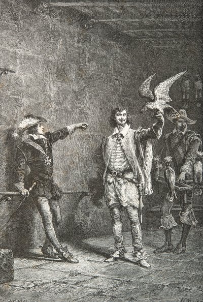 Ludvig 13. i en alder af 16 år sammen med sin favorit, hertugen af Luynes (gravering) af Alphonse Marie de Neuville