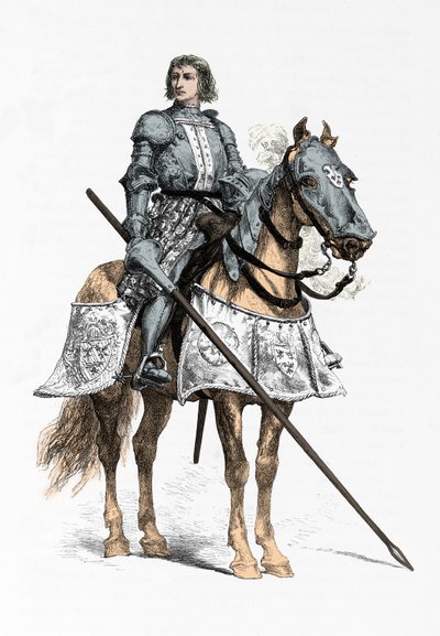 Portræt af ridderen Bayard (Kobberstik) af Alphonse Marie de Neuville