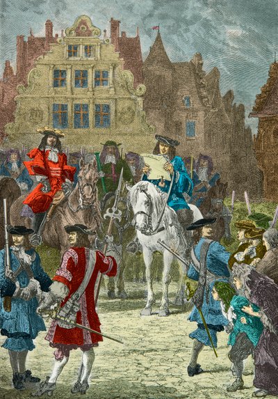 Proklamation i Paris af tilbagekaldelsen af Nantes-ediktet af Alphonse Marie de Neuville