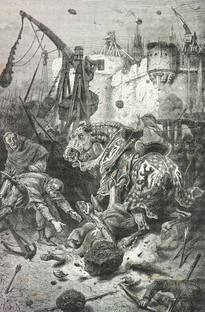 Simon 4 de montfort bliver dræbt af et stenkast, toulouse af Alphonse Marie de Neuville