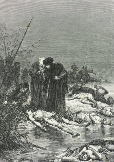 Liget af Charles le Temeraire bliver fundet efter slaget ved Nancy af Alphonse Marie de Neuville