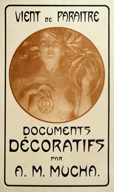 Annonce for monografien Decorative Documents af Alphonse Mucha, 1902 af Alphonse Mucha