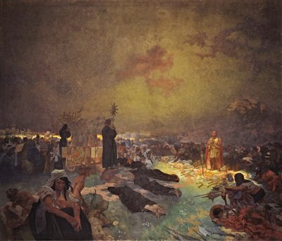 Efter slaget ved Vítkov Hill Cyklusen Det slaviske epos af Alphonse Mucha