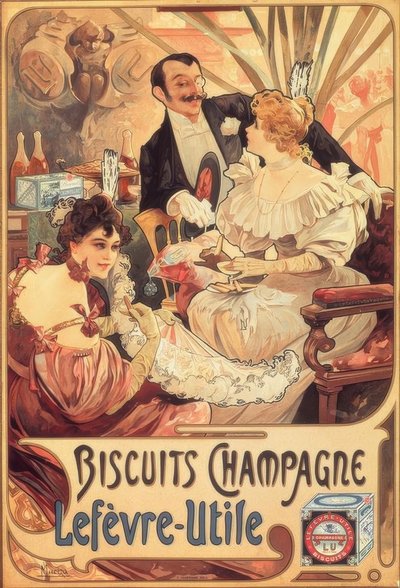 Champagne / Lefèvre-Utile cookies af Alphonse Mucha