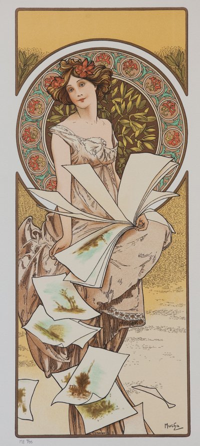 Champagnekalender, ca 1897. af Alphonse Mucha