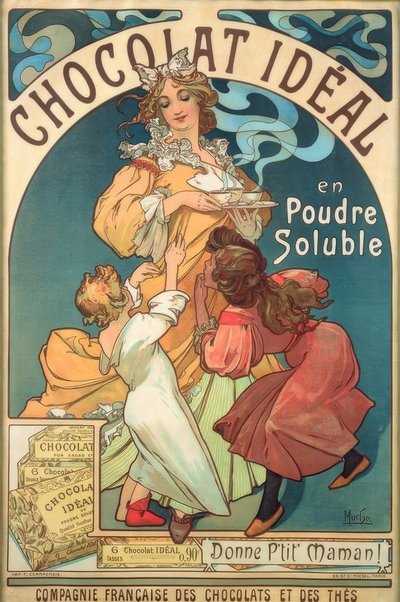 Ideal opløseligt pulver chokolade af Alphonse Mucha