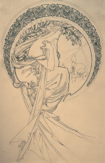 Poesien (udkast) af Alphonse Mucha
