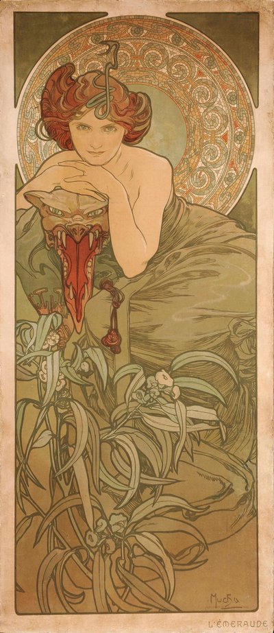 Emerald Fra serien The gems af Alphonse Mucha