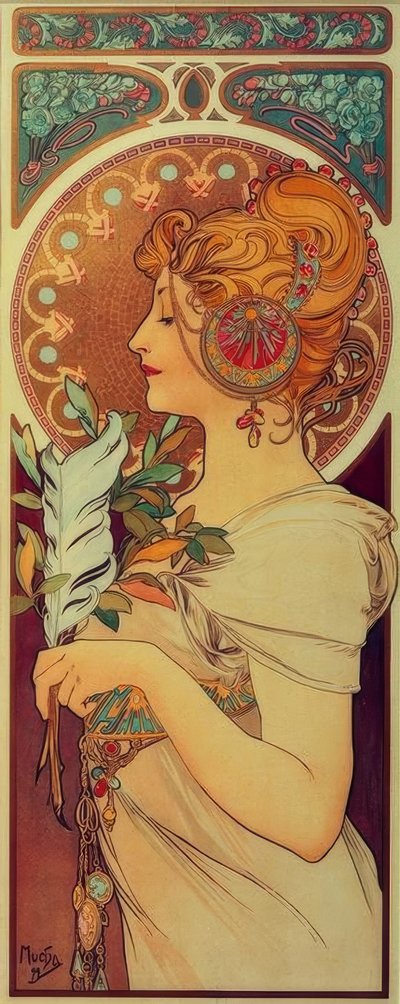 fjer af Alphonse Mucha