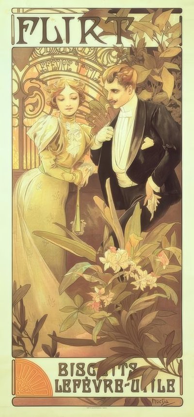 Flirt af Alphonse Mucha