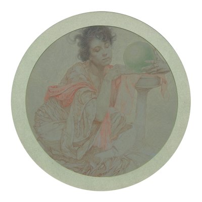 Spåkone med krystalkugle. af Alphonse Mucha