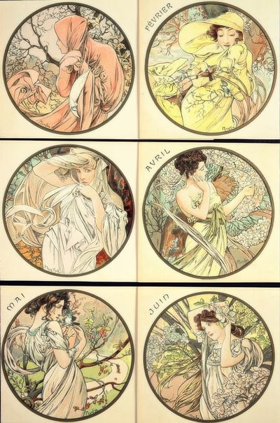 Januar Februar Marts April Maj Juni af Alphonse Mucha