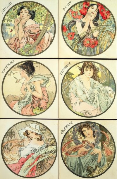 Juli August September Oktober November December af Alphonse Mucha