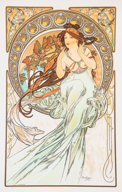 La Musica Fra serien The Arts, 1898. af Alphonse Mucha