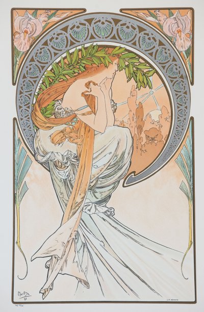 La Poesia Fra serien The Arts, 1898. af Alphonse Mucha