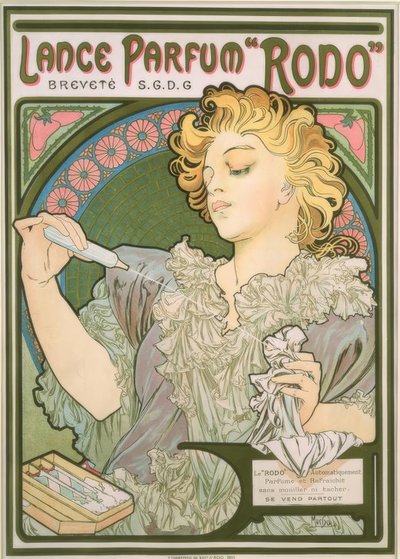 Kast parfumeskraber af Alphonse Mucha