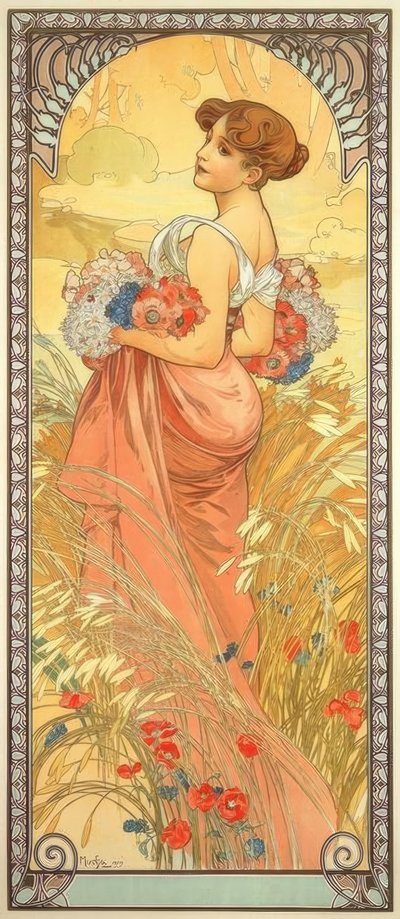 Sommer af Alphonse Mucha