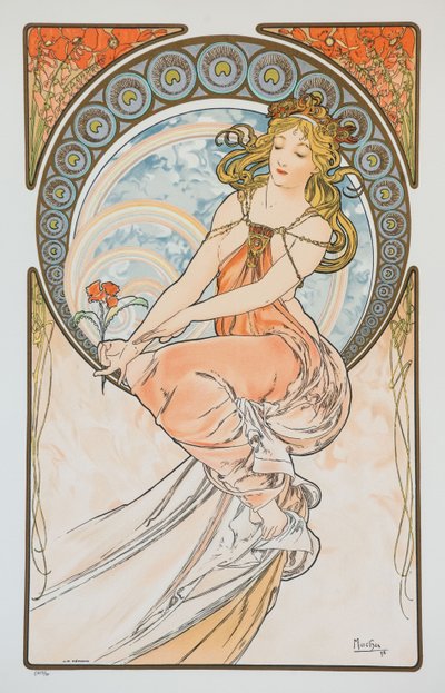 Maleri fra serien The Arts, 1898. af Alphonse Mucha