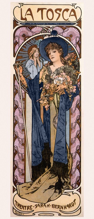 Plakat for Tosca med Sarah Bernhardt, 1899 af Alphonse Mucha