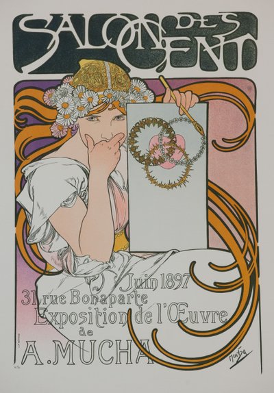 Plakat for A. Muchas-udstillingen i Salon des Cent, 1897. af Alphonse Mucha