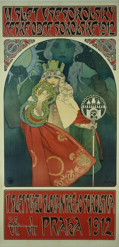 Sokol Festival plakat af Alphonse Mucha